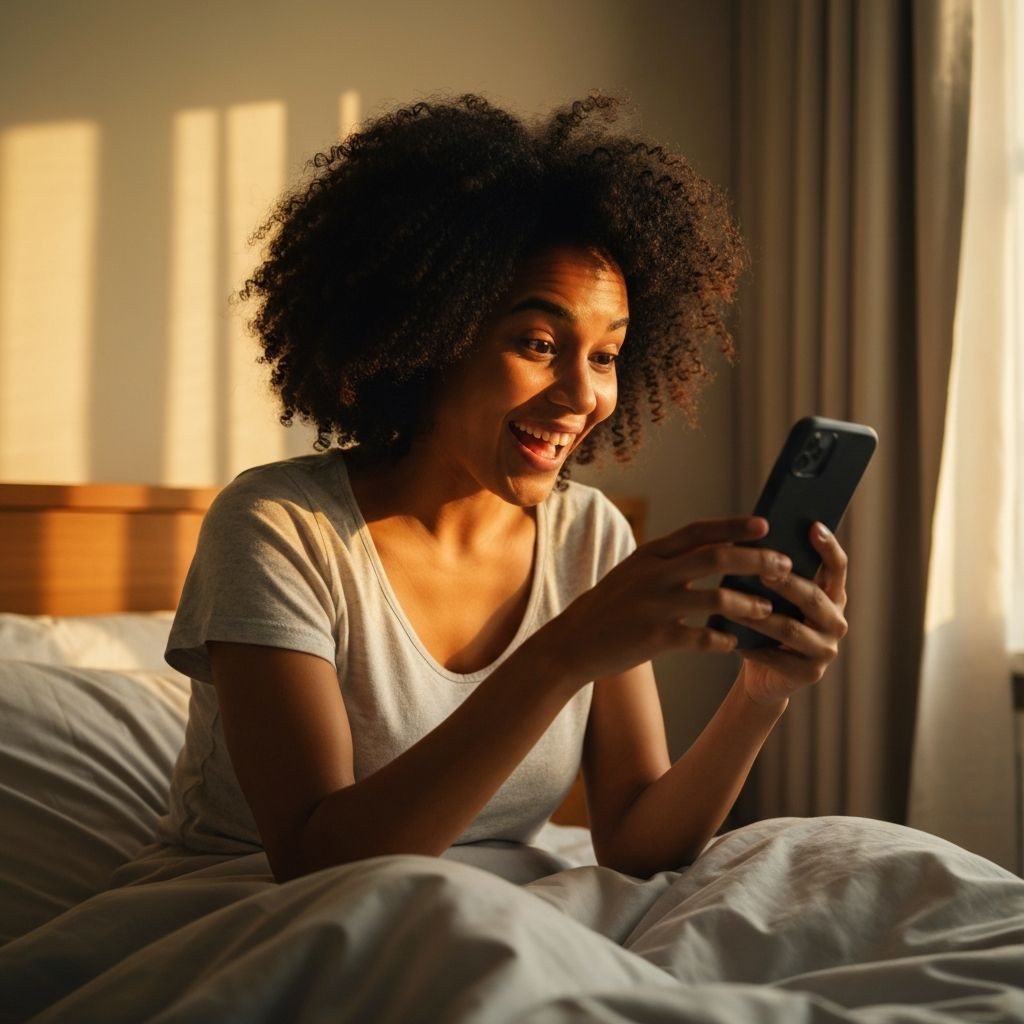 Mother waking up to see AI-generated comics on phone